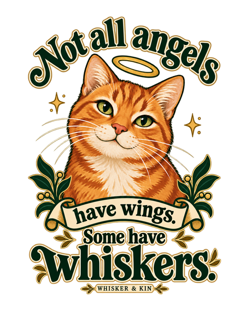 Orange Tabby Angels print artwork detail; digital design preview, not a photo of the finished shirt